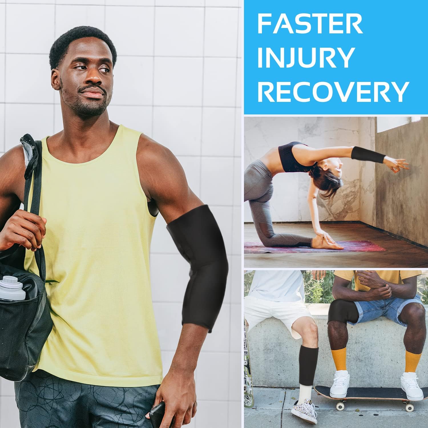 AllSett Health Bolsa de hielo para codo, manga de compresión fría y caliente, manga de bolsa de hielo para rodilla (cobertura de 360), alivio de