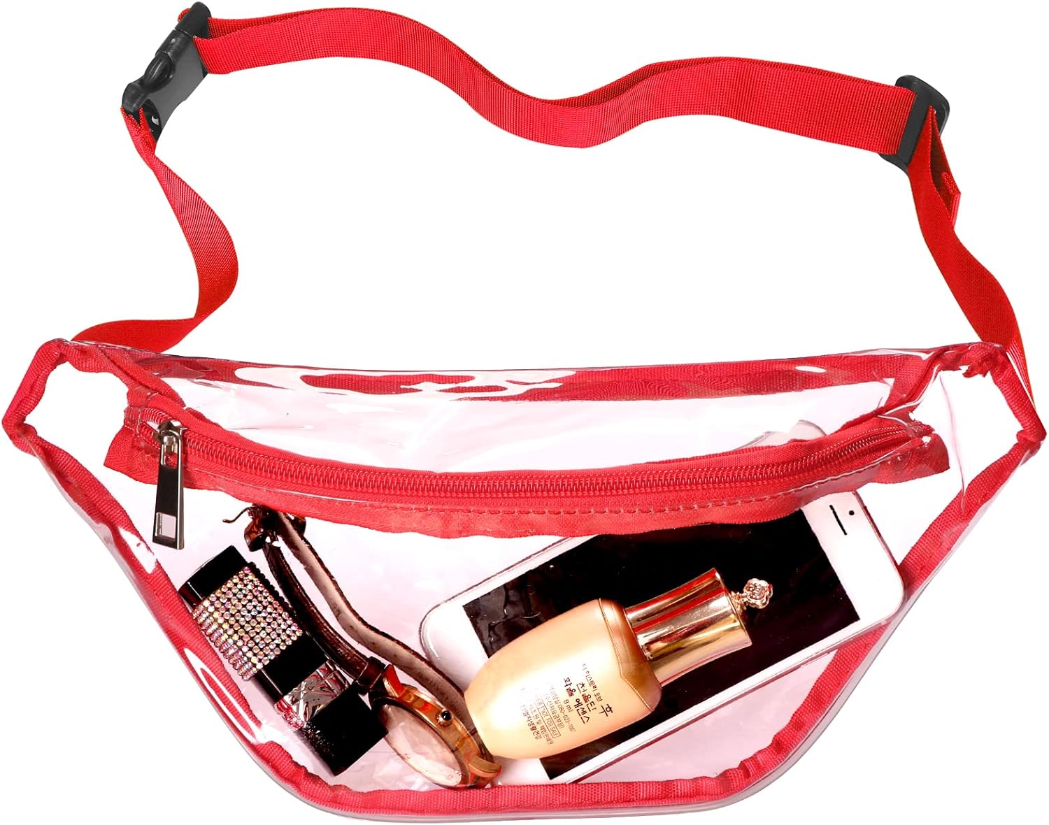 Riñonera transparente para mujer, impermeable, pequeña y transparente, bonita cintura con correa ajustable, bolsa transparente aprobada por el