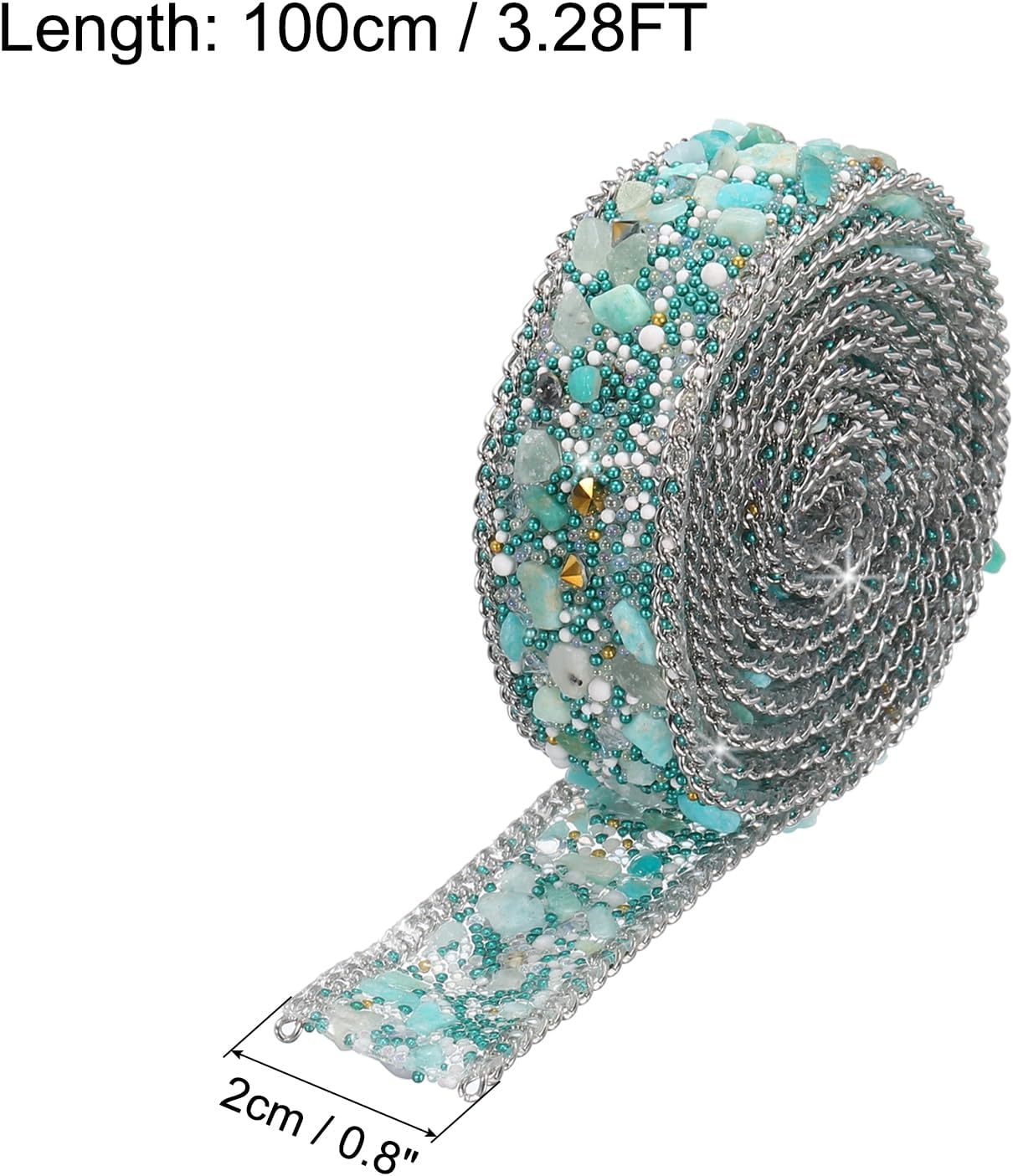 MECCANIXITY Cadena de cinta de diamantes de imitación con cuentas de cristal termoadhesivo de 3.28 pies x 0.8 pulgadas para ropa, bolsa, zapatos,