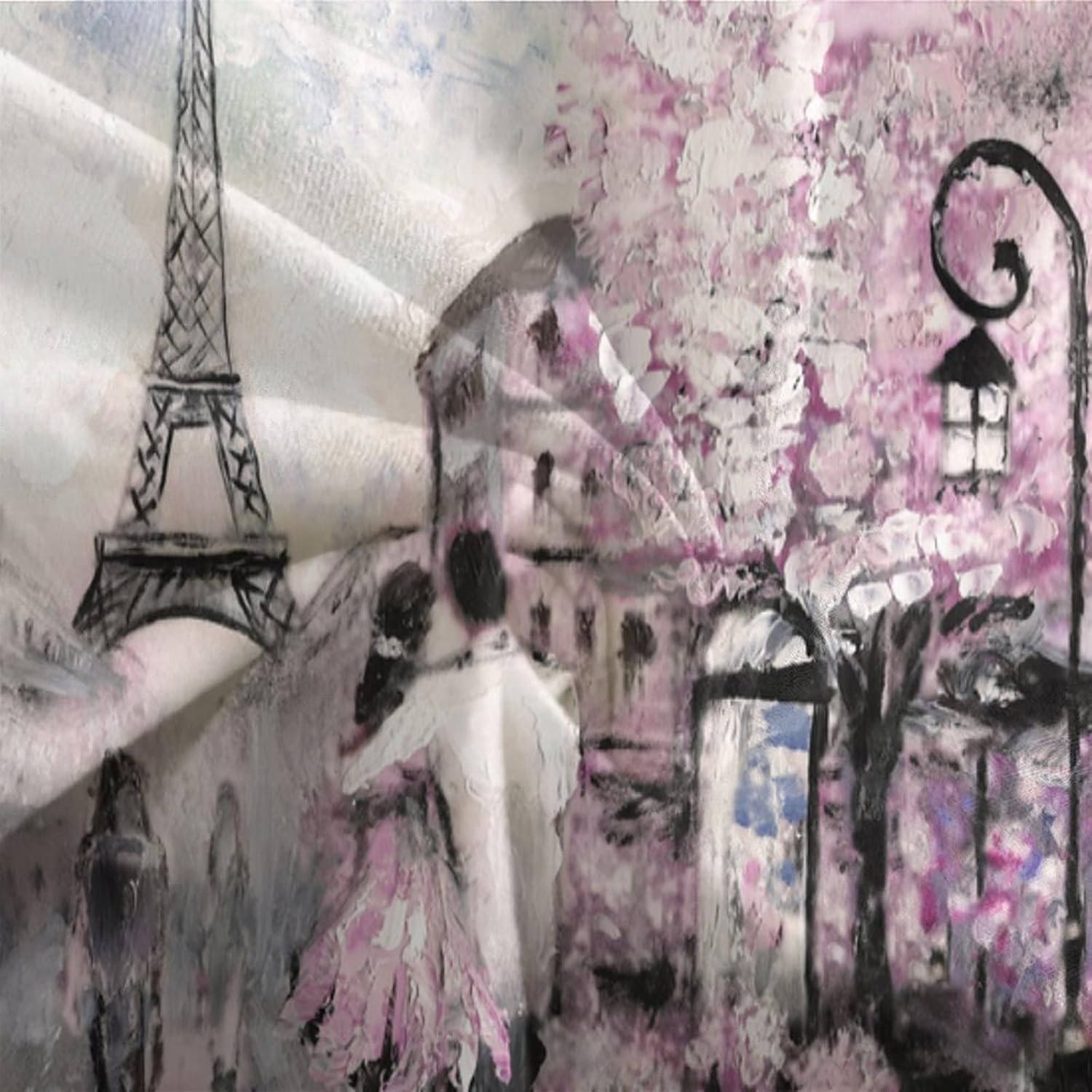 Funda de edredón de la Torre Eiffel decorativa de microfibra de tres piezas, funda de cama de la Torre Eiffel de París bajo el paseo de la pareja,