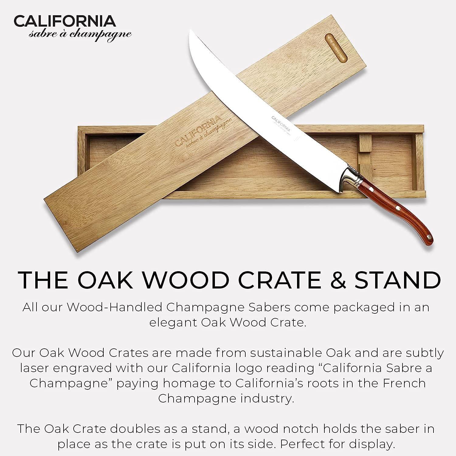California Champagne Saber Company – Palisandro – Espada hecha a mano en estilo francés Laguiole – Empaquetada en elegante caja de madera de roble –