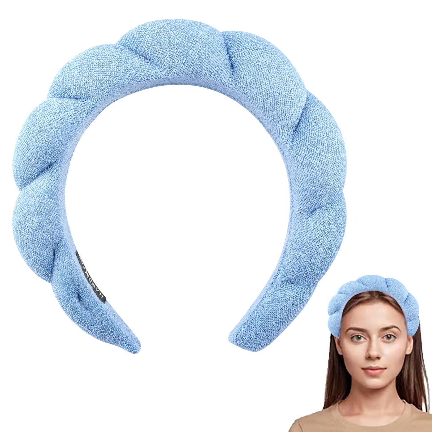 Diadema de spa hinchada para mujer, diadema de esponja antideslizante para lavar la cara, eliminación de maquillaje, ducha, máscara facial de