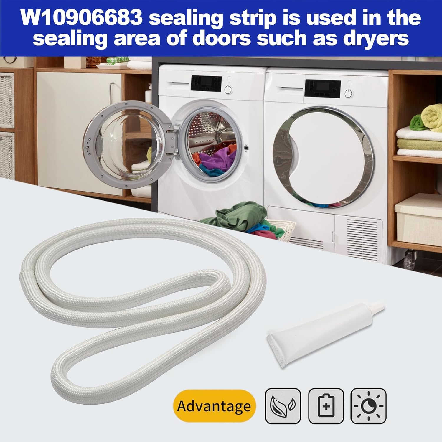 El sello de la puerta del secador reemplaza W10906683 para el reemplazo W10823580 AP6034191 WP3390731 del sello del secador de WhirlpoolKenmore