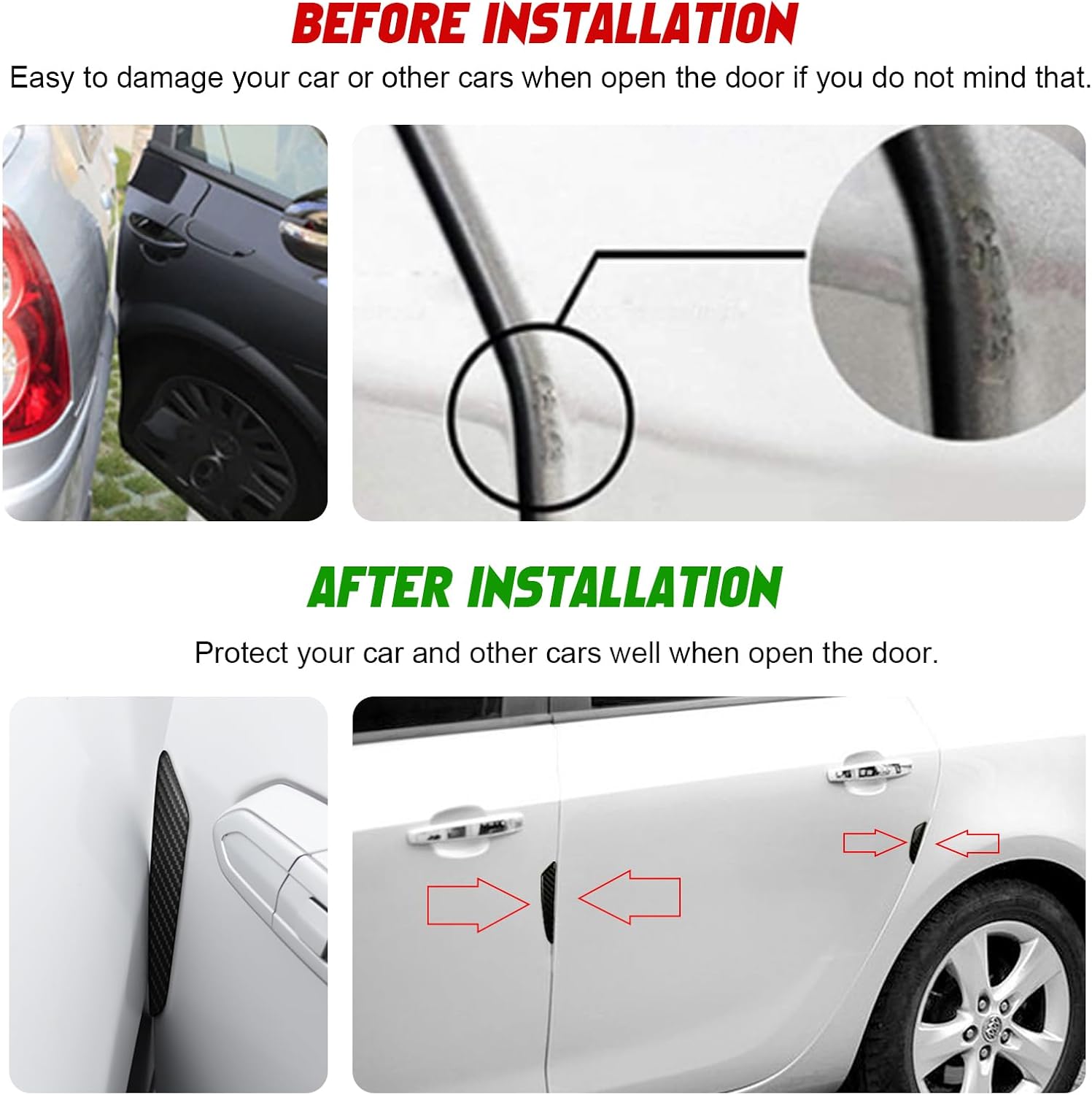 Xotic Tech – Protector de borde de puerta lateral de automóvil, fibra de carbono suave auténtica, compatible con sedán, SUV, camioneta