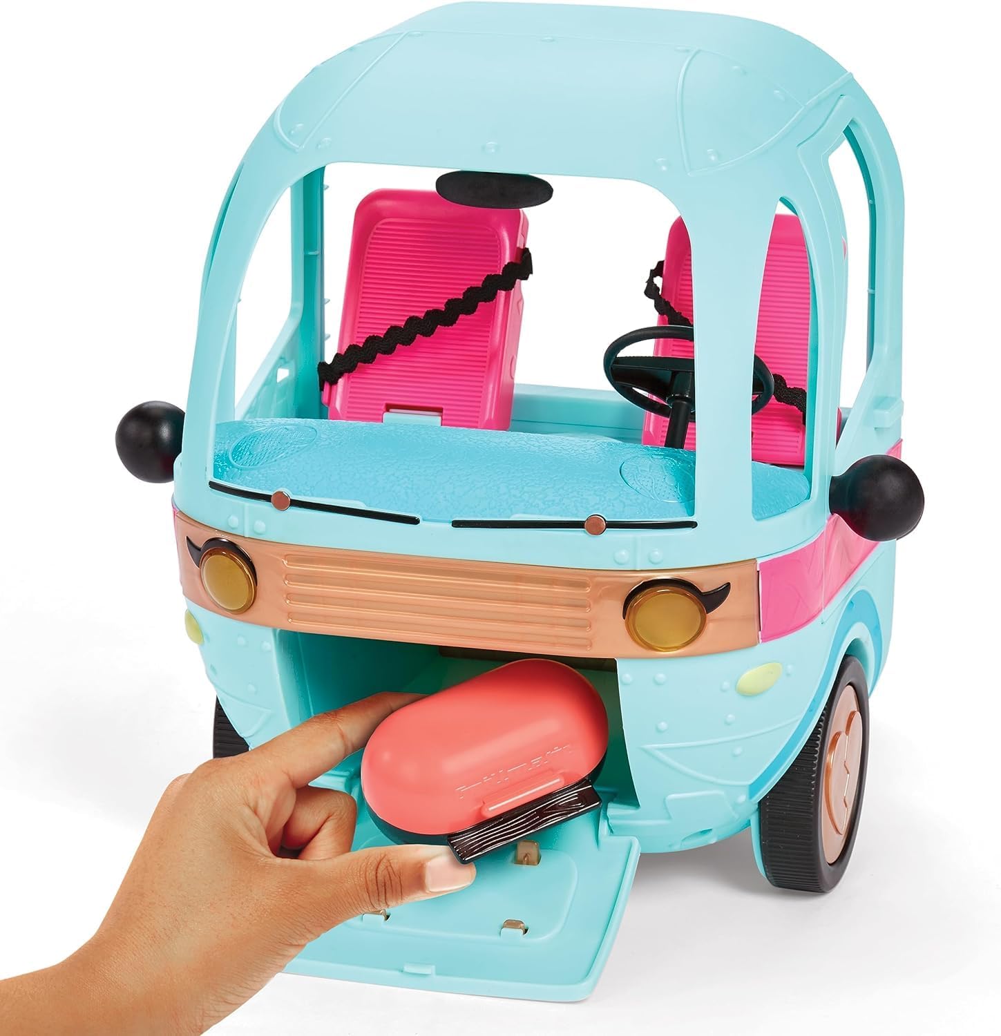 LOL Surprise OMG Glam N’ Go Camper Playset con más de 50 sorpresas y juego de 360, totalmente amueblado con piscina, tobogán de agua, literas,