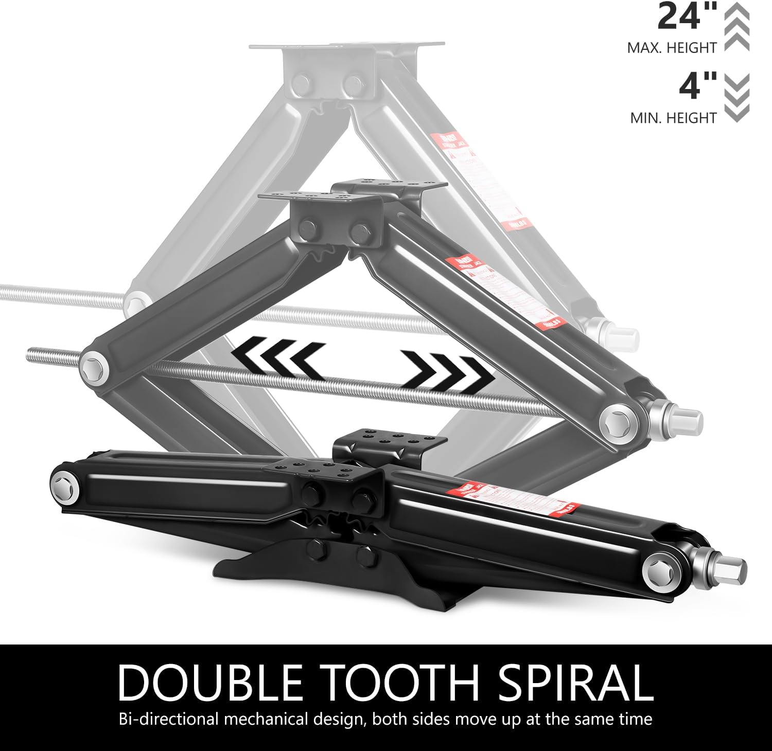 DNA MOTORING TOOLS-00330 – Paquete de 2 gatos de tijera estabilizadores de remolque de 5000 libras con manivela de velocidad, altura de 4-24