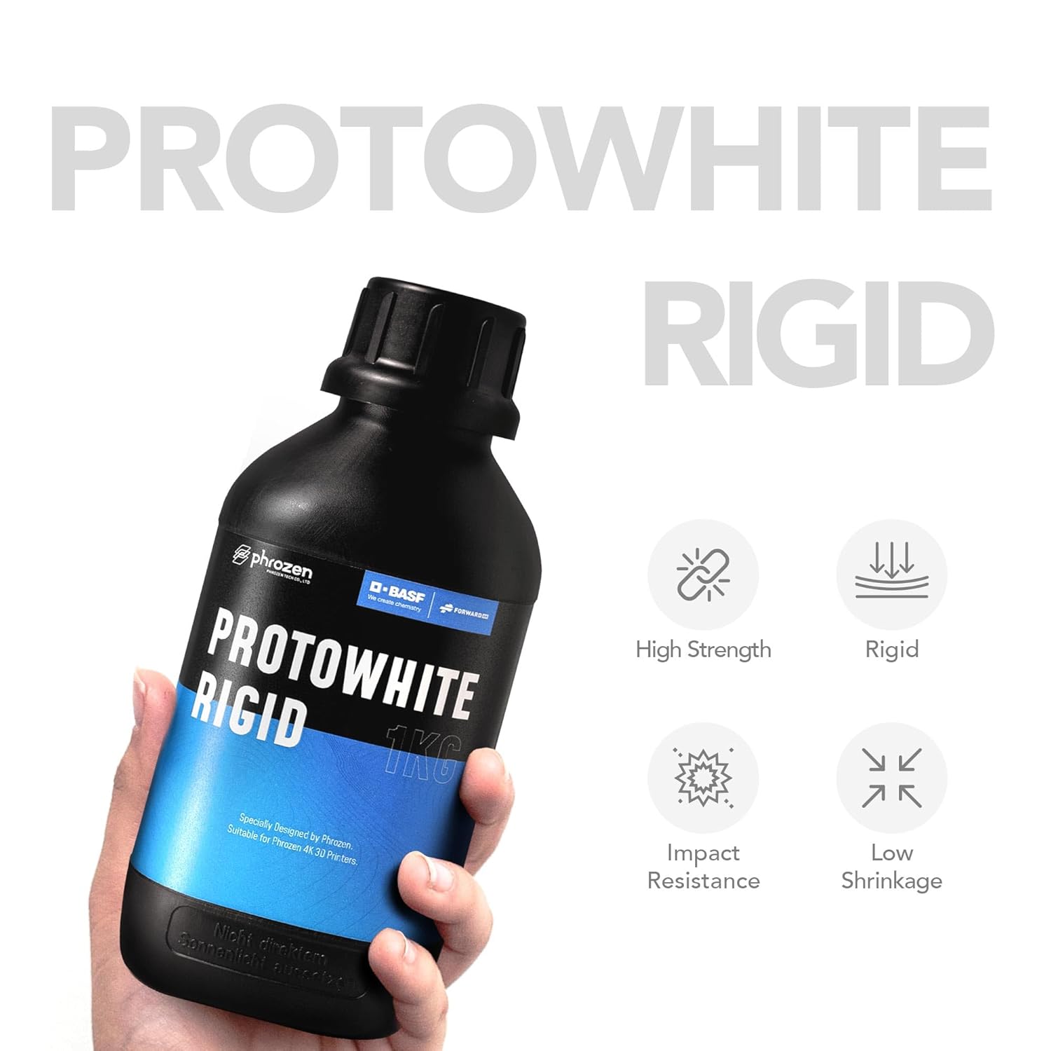 phrozen Protowhite – Resina rígida de 405 nm LCD de curado UV estándar de fotopolímero, ideal para prototipo industrial (2.2 lbs)