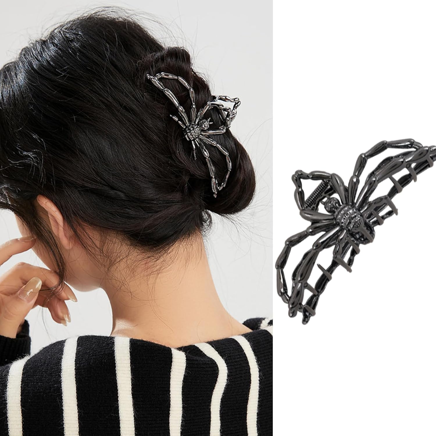 Pinzas para el cabello de Halloween, pinzas de metal con diseño de arañas con accesorios para el cabello, pinzas medianas para cabello finogrueso,