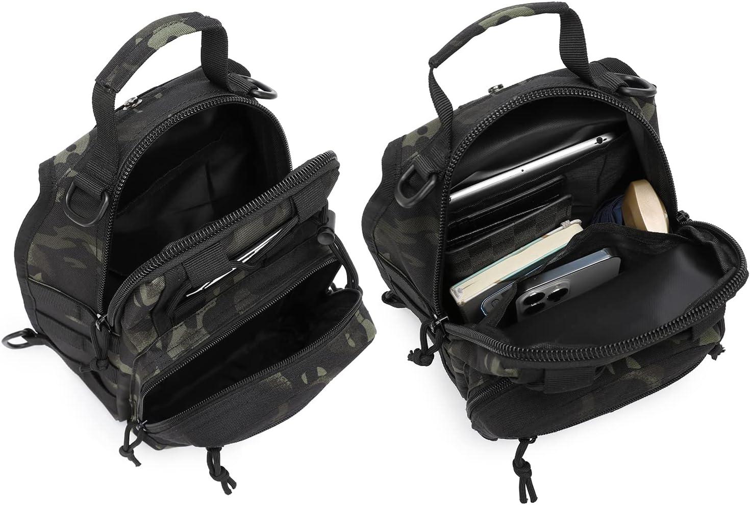 ATBP Mochila táctica pequeña para hombre, bolsa de hombro militar, bolsa cruzada EDC para senderismo, 7 litros, Negro -, Classic