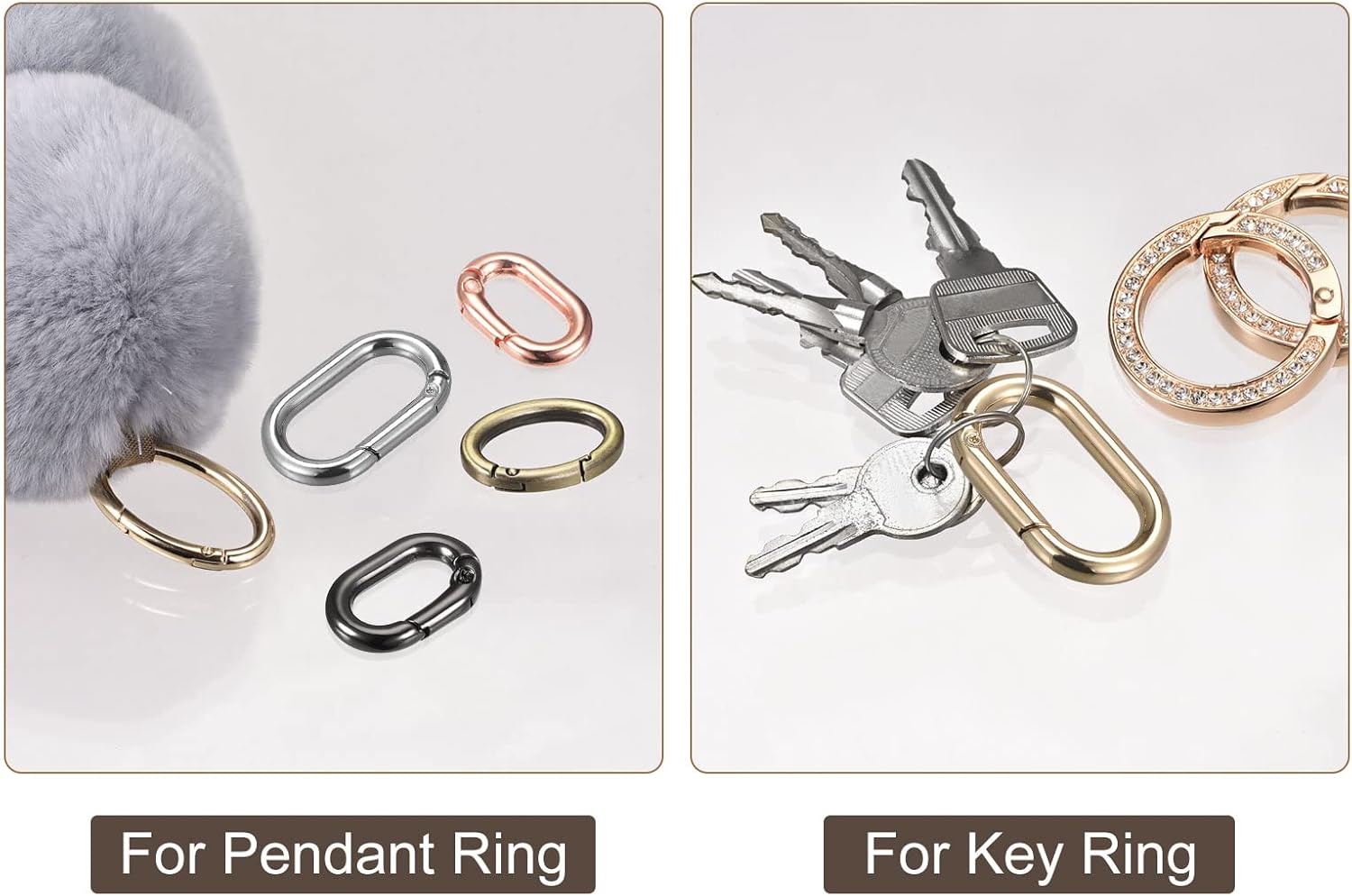 uxcell Anillo ovalado de resorte, clip de resorte redondo, hebillas de llavero de resorte para bolsos, bolsos y llaveros