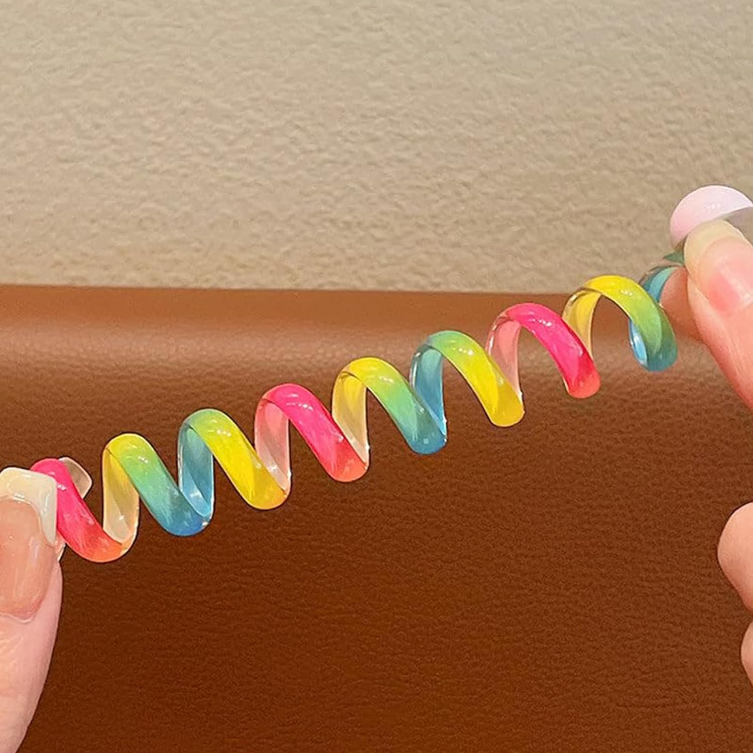 5 bandas de pelo coloridas para niños, lazos de pelo en espiral, cable telefónico, cable de teléfono, lazos rectos en espiral, 5 estilos de regalo