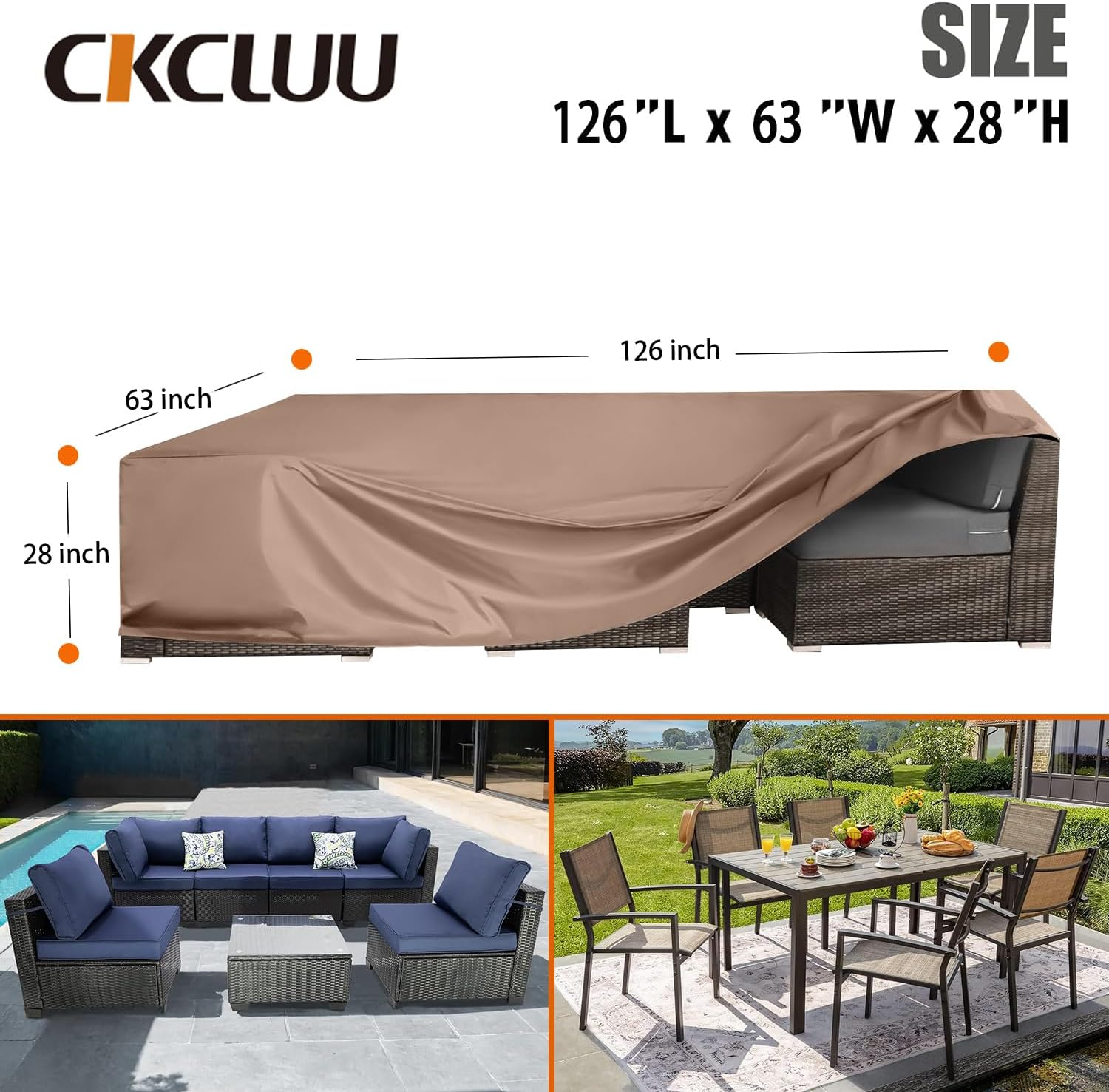 Juego de funda impermeable para muebles de patio, fundas resistentes para muebles de exterior, juego de fundas resistentes para mesa de comedor y
