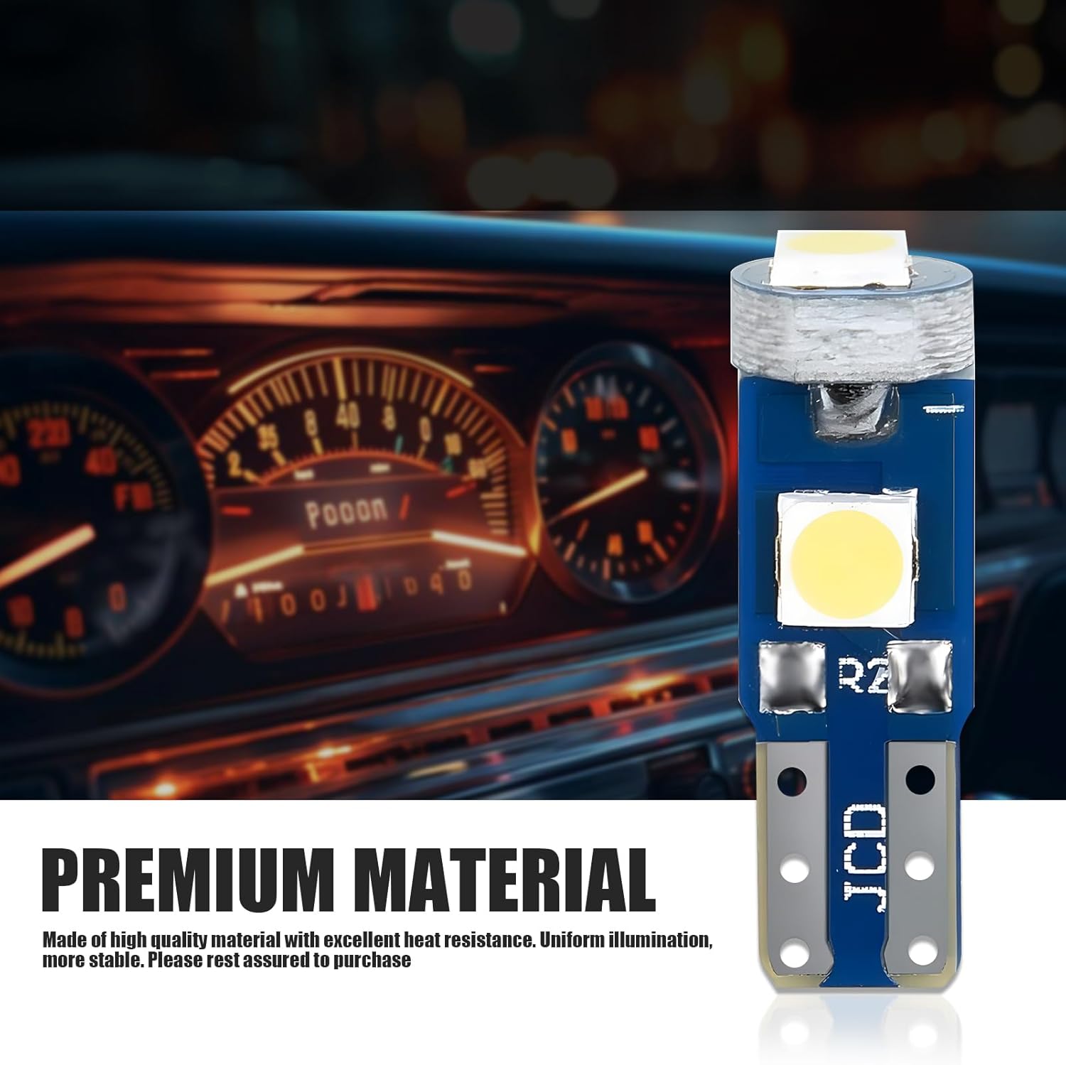 Yumfugu Paquete de 20 luces LED T5 para tablero de automóvil, 3030-3SMD reemplazo de bombilla con enchufe de bloqueo giratorio, bombilla LED para