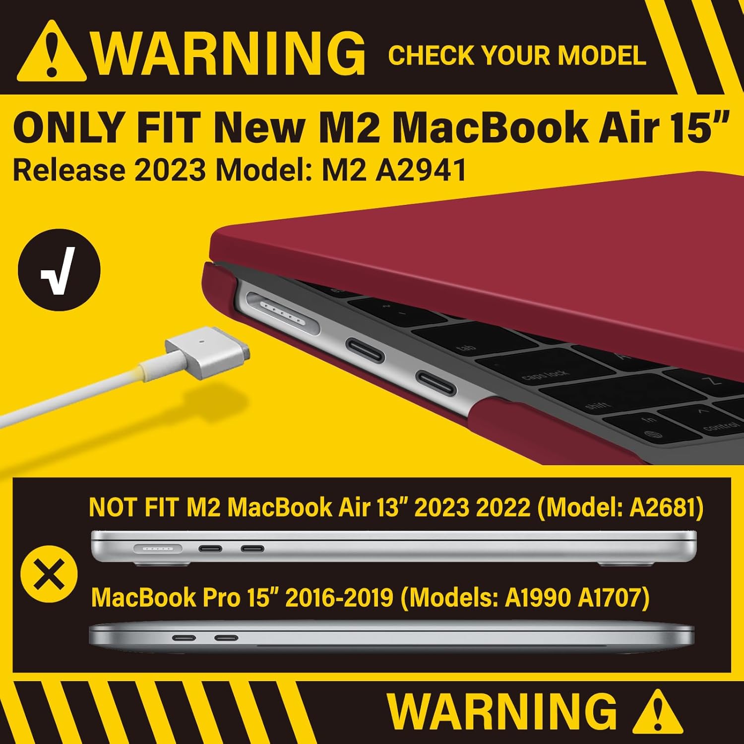 IBENZER Compatible con MacBook Air 2024 2023 de 15 pulgadas M3 A3114 M2 A2941, carcasa rígida, cubierta de teclado y película de pantalla para Mac