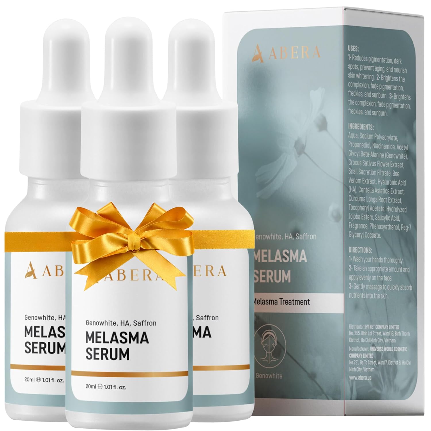 Abera Suero de melasma con niacinamida y ácido hialurónico, suero corrector de manchas oscuras, tratamiento de melasma para la cara, adecuado para