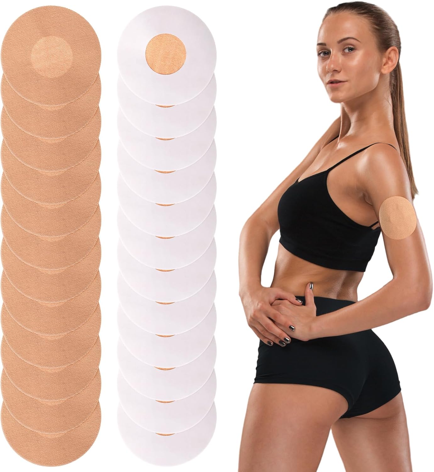 Parches adhesivos médicos con cubierta para sensor de glucosa, 25 parches flexibles impermeables, sin pegamento en el centro, parche CGM precortado