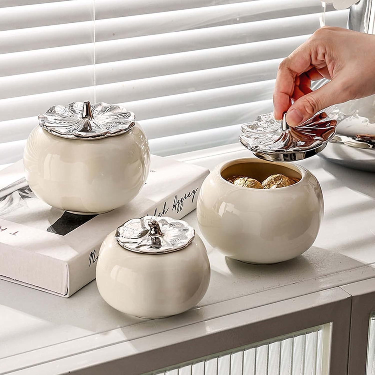 Tarro de cerámica con tapa, despensa blanca para encimera de cocina, tarro de almacenamiento de estilo nórdico para aperitivos, granos de café,