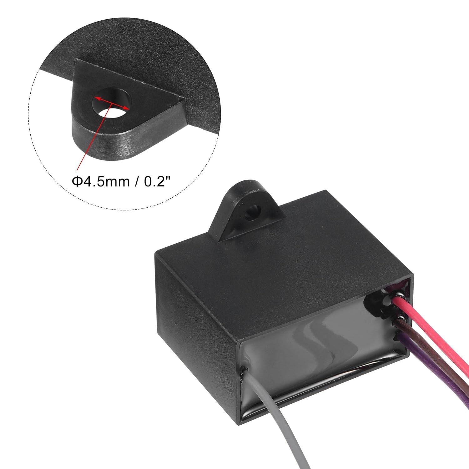 uxcell Condensador de ventilador de techo CBB61 4.555uF 250V AC 4 alambres condensador de película de polipropileno metalizado 1.890×1.496×1.024 in