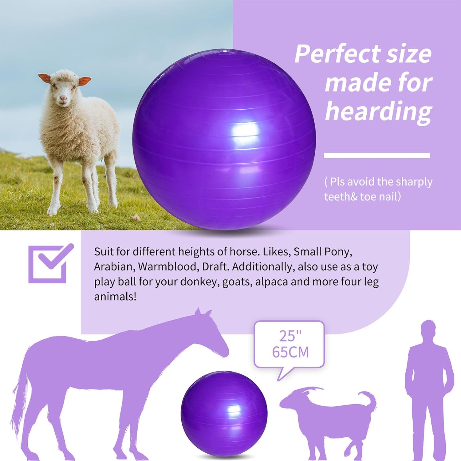 Pelotas de juego de caballos de 17 pulgadas Mega bola equina para jugar entrenamiento de caballos pelota de fútbol balón de pastoreo anti-estallido