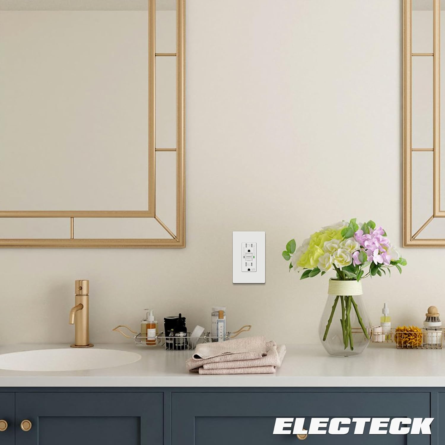 ELECTECK Paquete de 5 salidas GFCI de 15 amperios, resistentes a la intemperie al aire libre (WR), receptáculos GFI de autoprueba con indicador LED,