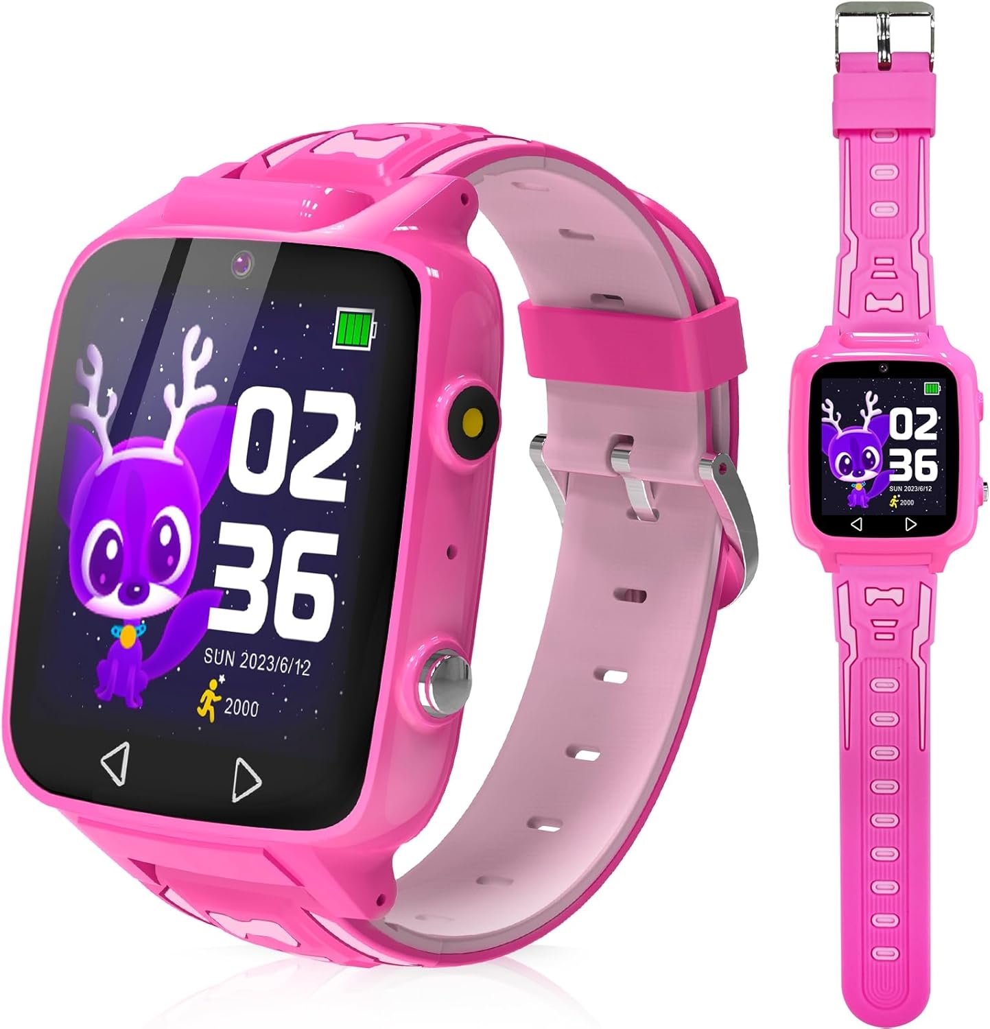 Reloj inteligente para niñas con 25 juegos de rompecabezas, calculadora de video, pantalla táctil HD, reloj despertador, podómetro, relojes para