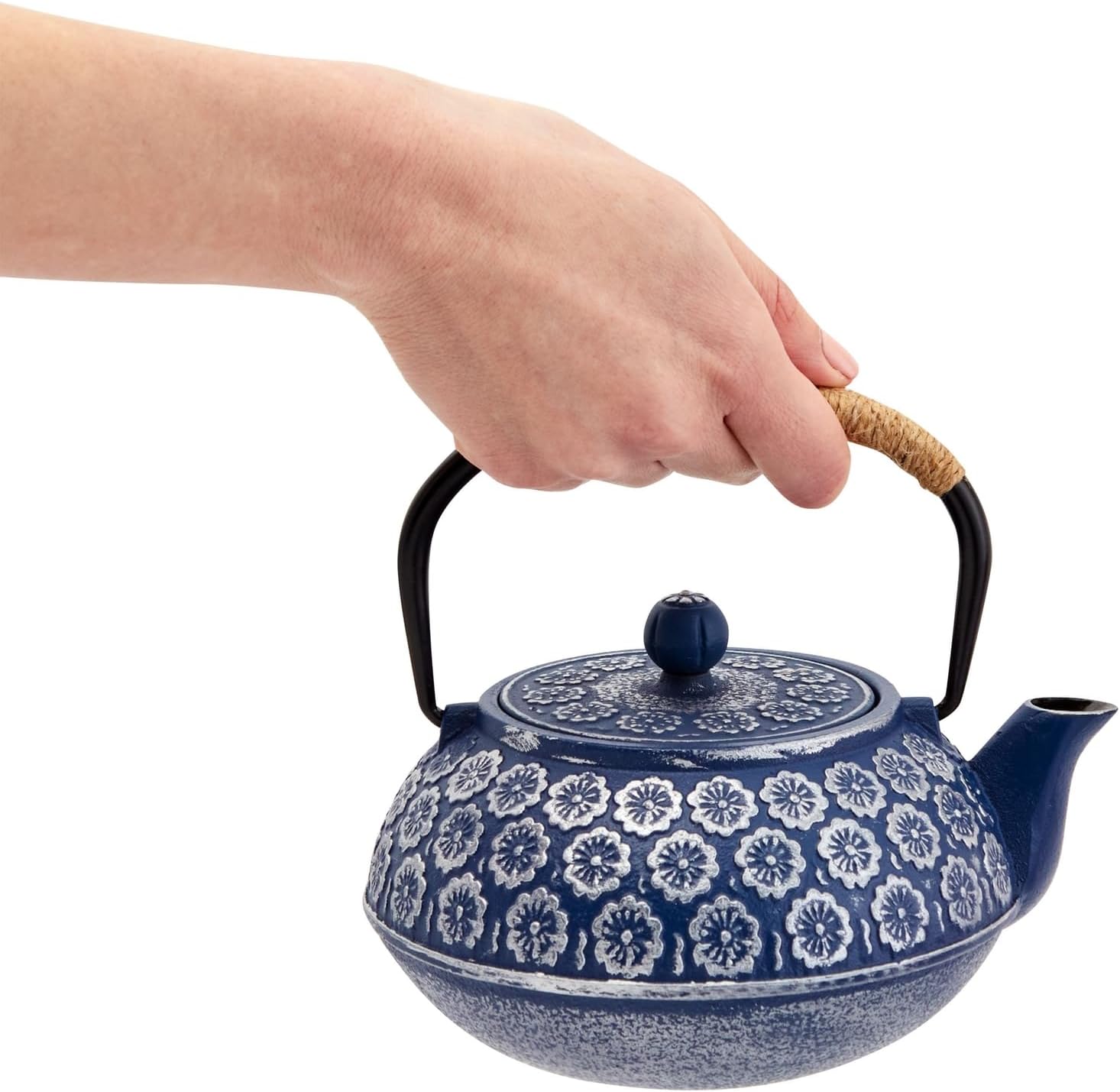 Juvale Juego de 6 teteras japonesas de hierro fundido con infusor, 4 tazas de té y salvamanteles (32 onzas, azul)