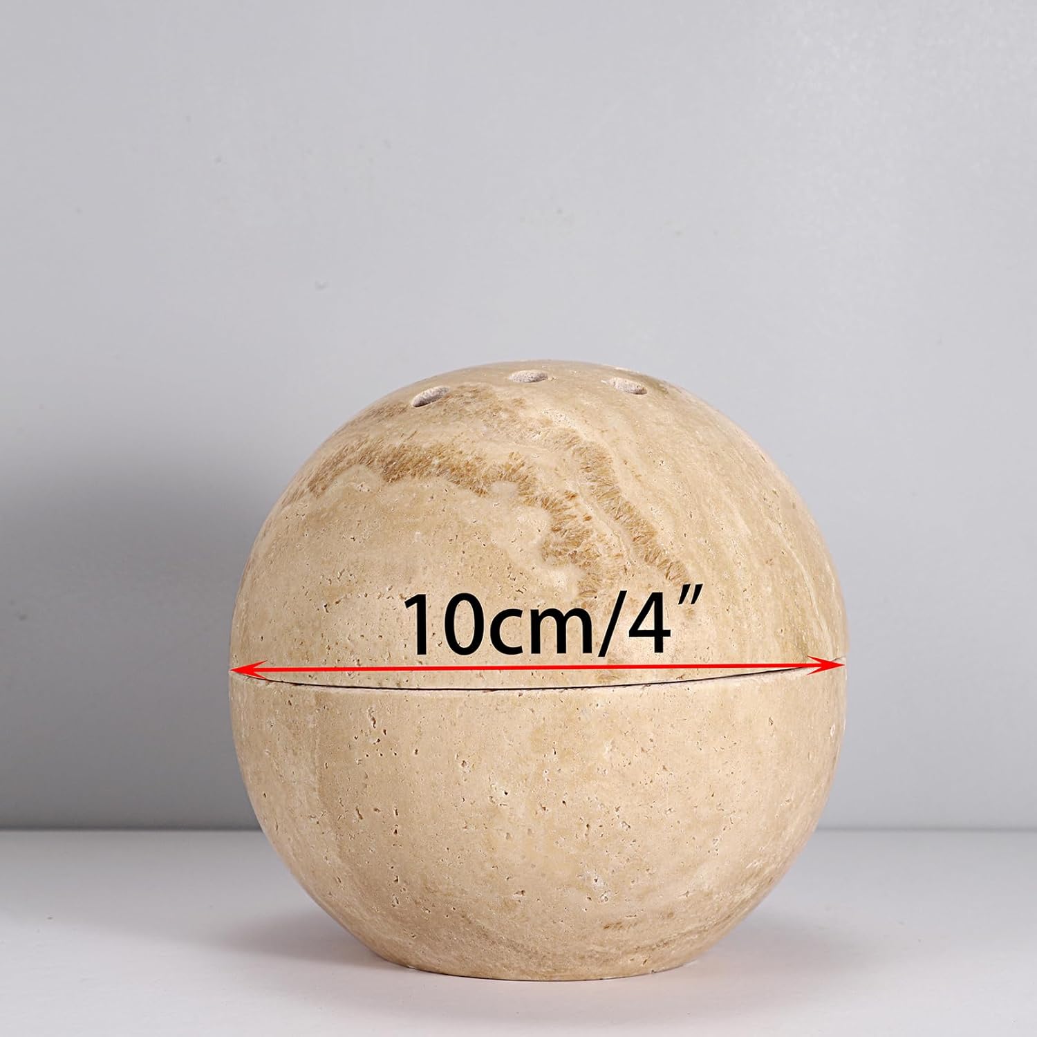 JUXYES Quemador de incienso de piedra de travertino minimalista, soporte redondo de incienso de mármol natural, soporte para quemador de incienso de
