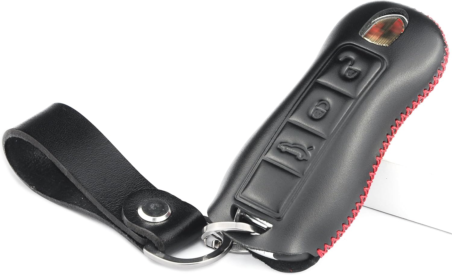 Funda para llavero de piel italiana auténtica compatible con Porsche 911 Cayenne Panamera TAYCAN 3