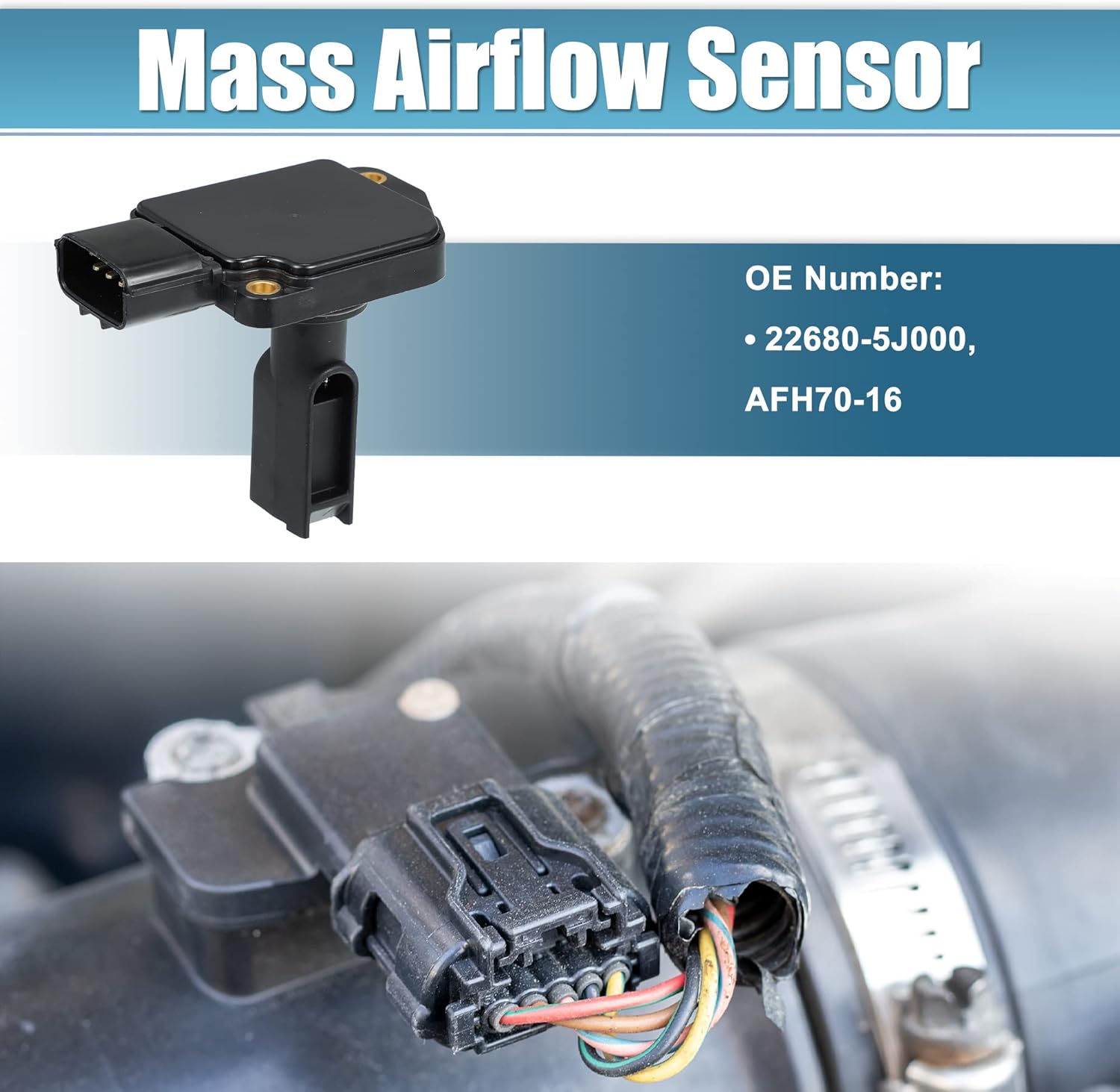 X AUTOHAUX 22680-5J000 Medidor de sensor de flujo de aire masivo MAF para Nissan Pathfinder 1998-2000 3.3L V6 para Ford para Mustang 2001-2004