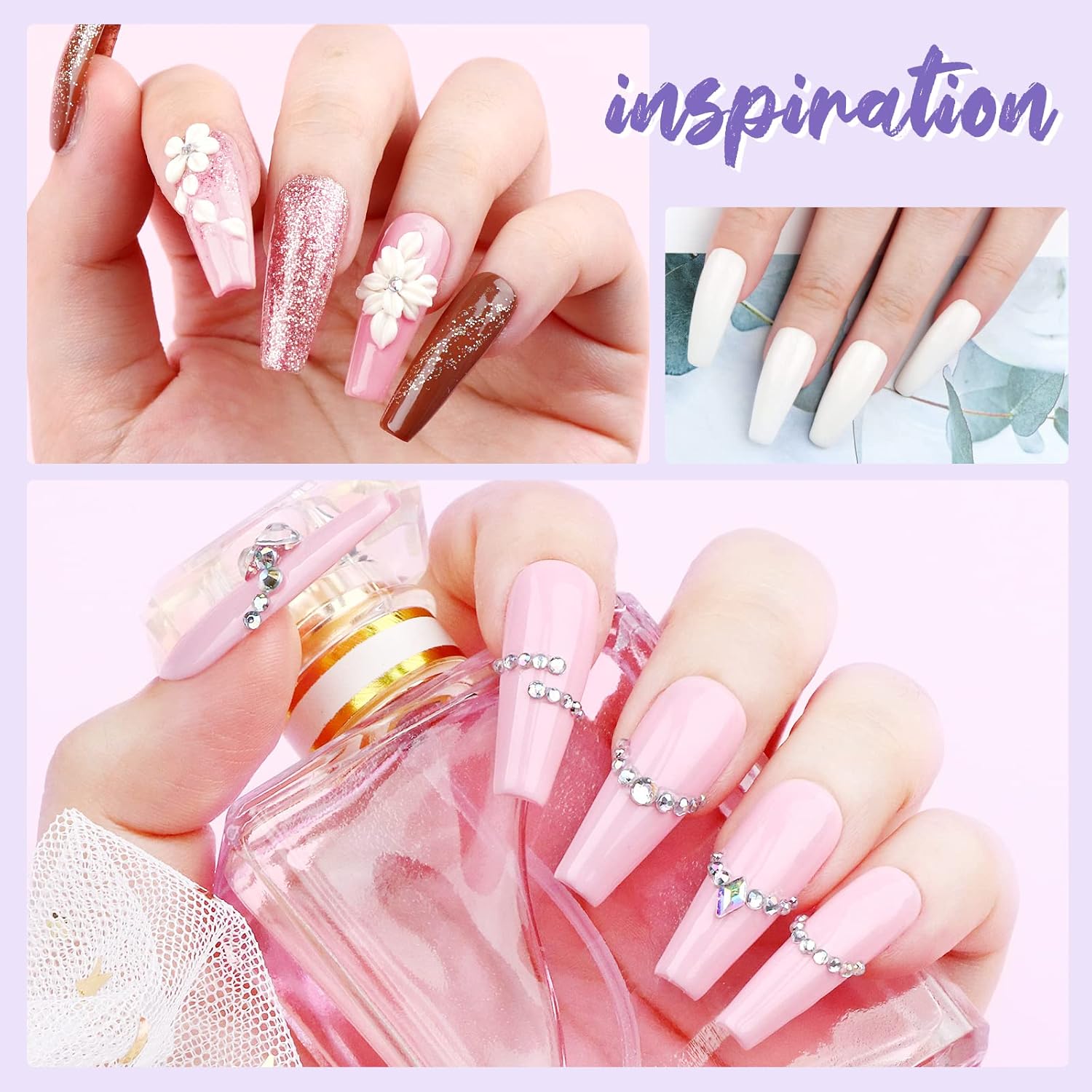 Saviland Kit de uñas acrílicas con taladro y pegamento para uñas, 3 colores de polvo acrílico y líquido, juego de pinceles de uñas acrílicas, juego