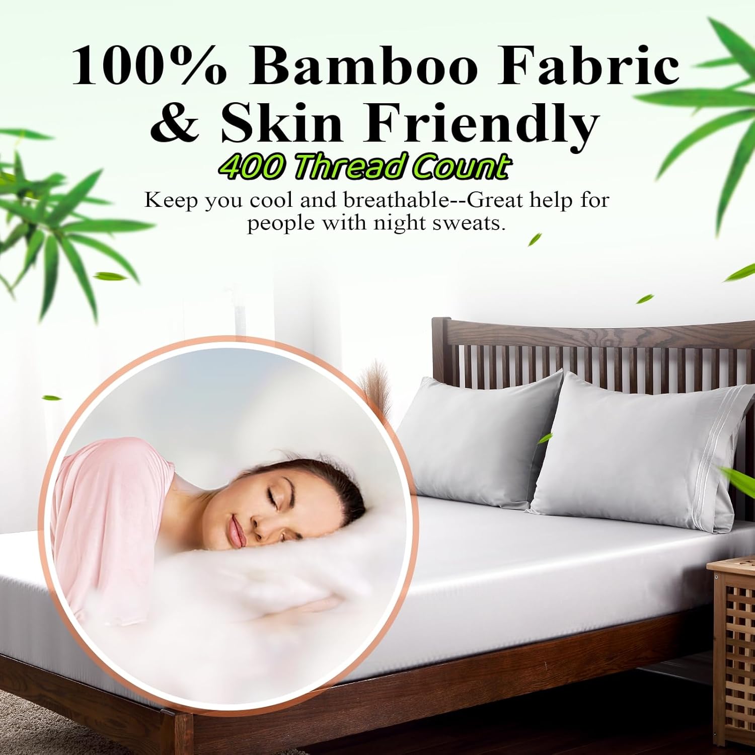 Sábana bajera ajustable 100% viscosa de bambú, tamaño matrimonial, solo sábana bajera de 400 hilos, bolsillo profundo de 8 a 16 pulgadas, súper
