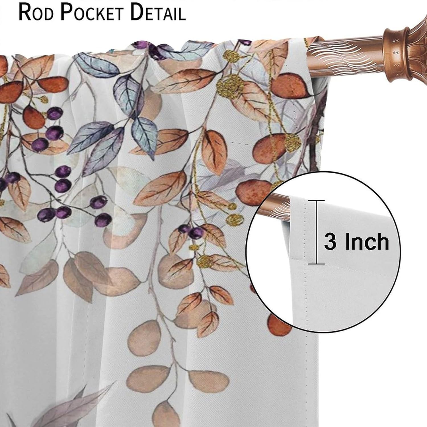 Cortinas de otoño de Acción de Gracias, acuarela, calabazas de otoño, hojas de eucalipto, decoración para el hogar, decoración de otoño de granja,