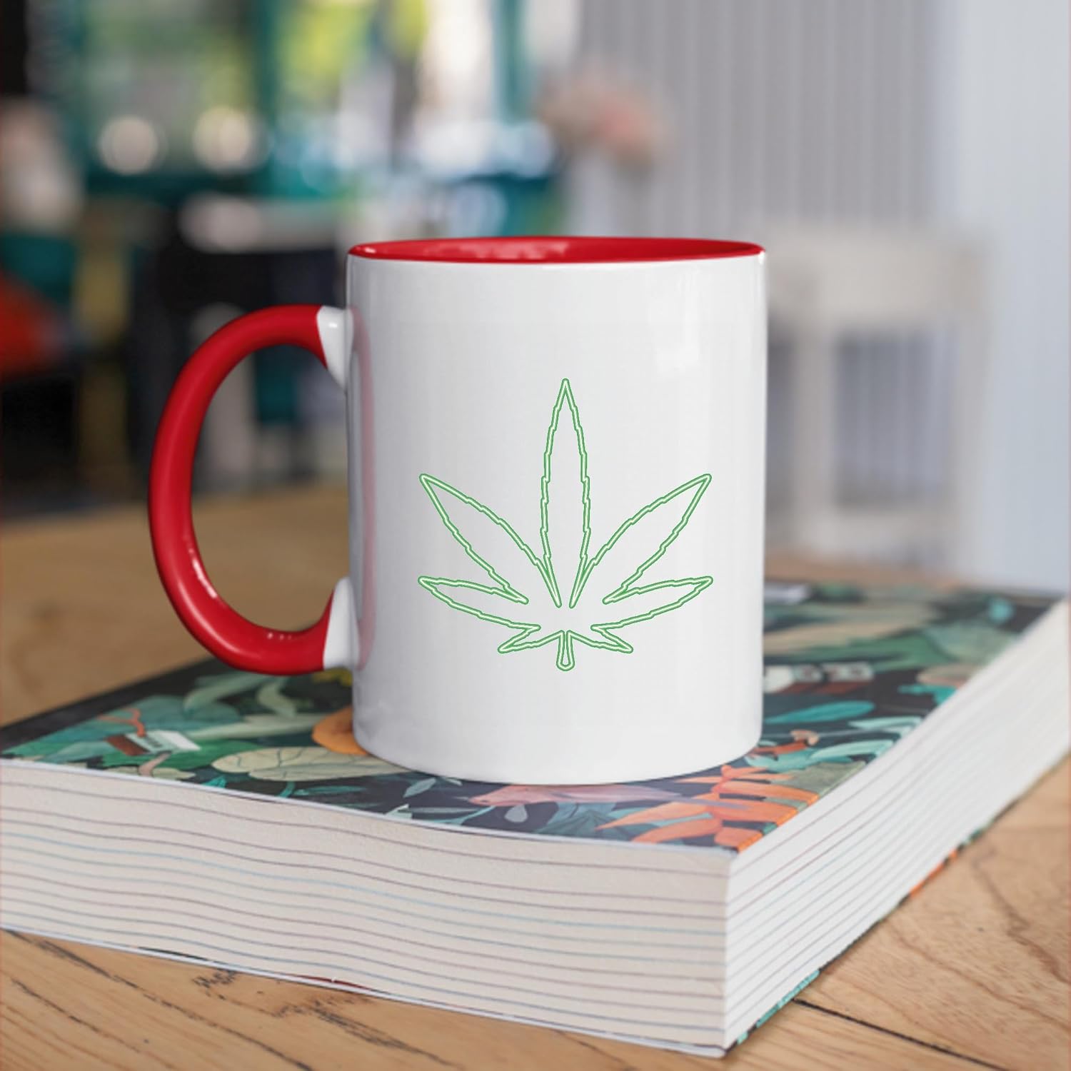 Neon Marihuana Leaf Design Gift for Cannabis Lovers Sweas 11oz 15oz Inner Color Accent Mug