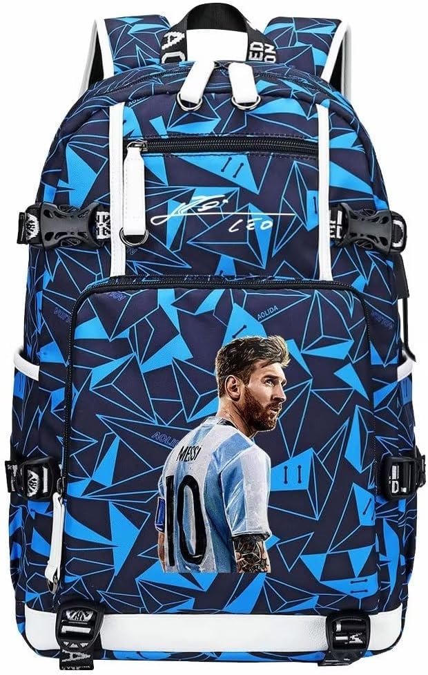 Jugador de Fútbol M-essi Mochila Multifunción Viaje Portátil Ventiladores Bolsa Multicolor Para Hombres Mujeres, Azul marino – 3, Moderno