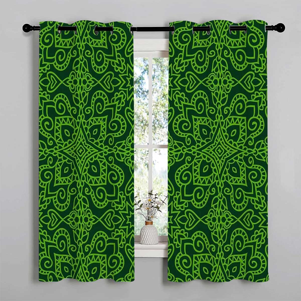 YANFENQI Cortina Blackout para Habitacion Green Decorative Dark Doorway Curtain Rod Pantry Curtain 55Inch Width by 72Inch Length,2 Panels