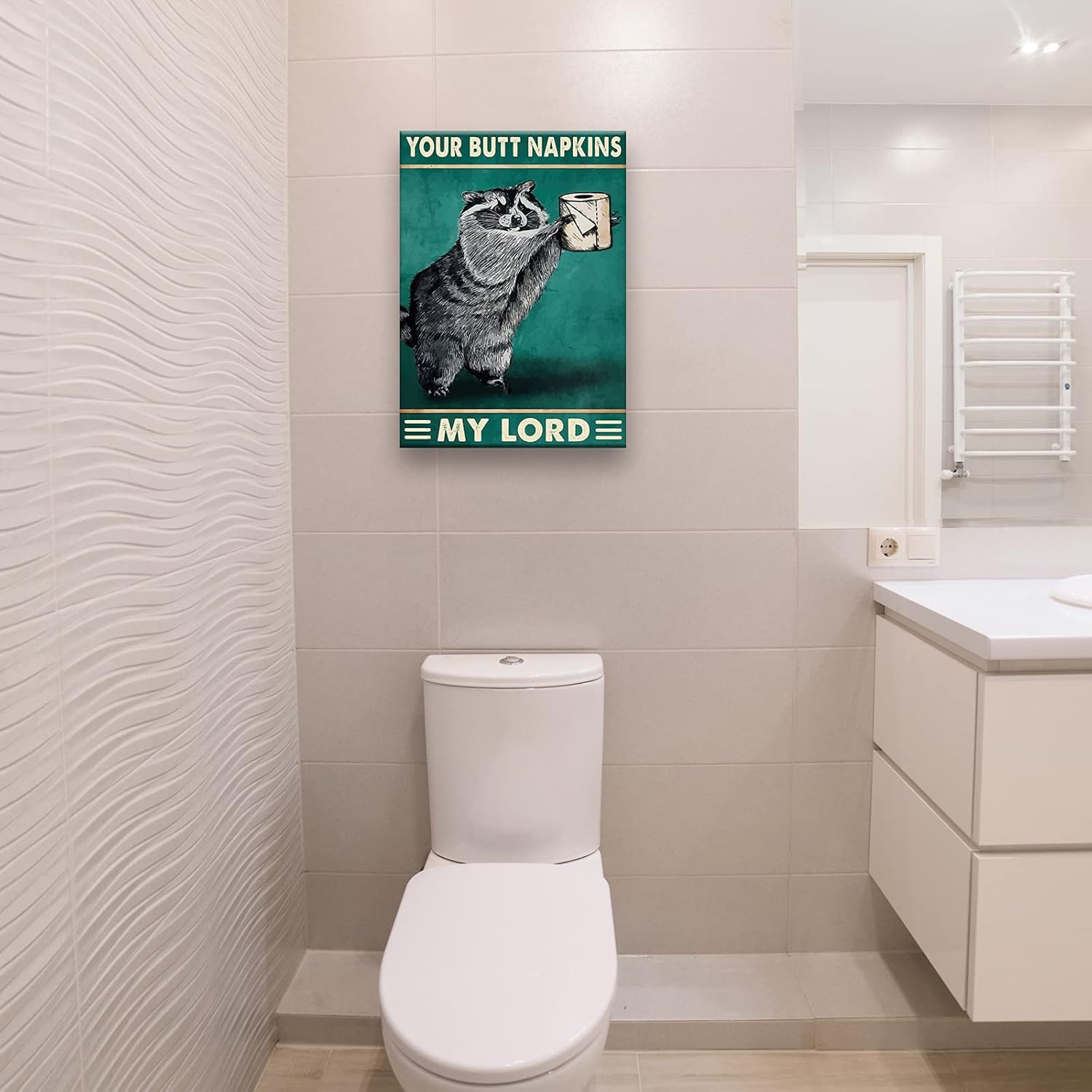 Divertida decoración de baño con la servilleta de mi manteca de cerdo, mapache de animales, impresiones artísticas de pared, cuadros contemporáneos,