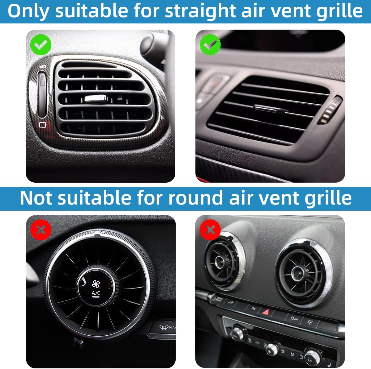 Ziciner 20 tiras decorativas de aire acondicionado de automóvil, impermeables, flexibles, para salida de aire automático, borde brillante,