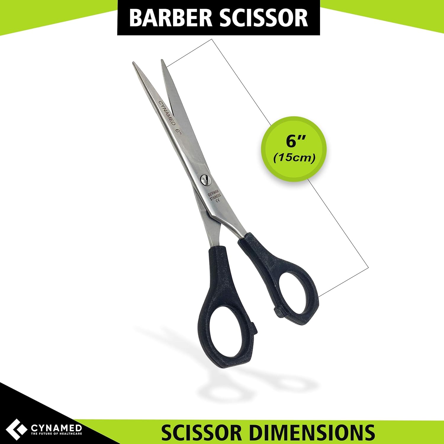 Cynamed Tijeras profesionales de corte de pelo de peluquero de la serie Razor Edge – Tijeras de salón de acero inoxidable – Longitud total – Ajuste