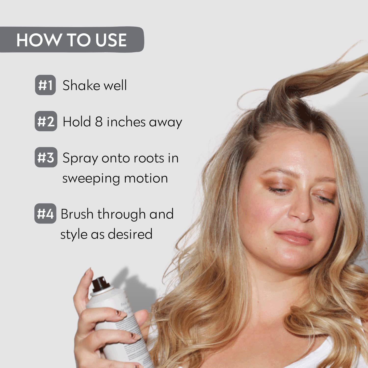 FOUR REASONS Champú seco invisible para mujeres, champú seco en polvo fino sin residuos visibles para todos los colores de cabello, añade volumen,