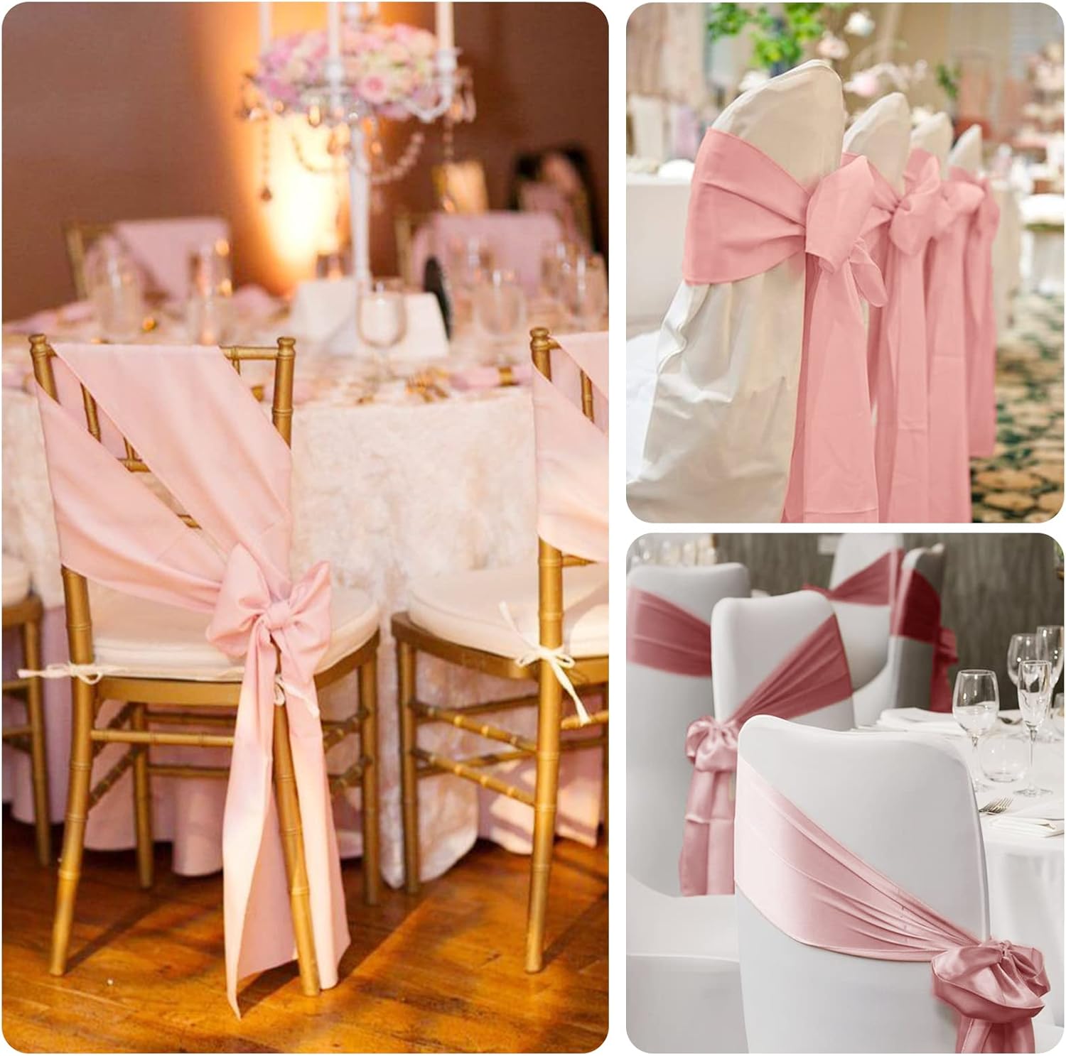 YMHPRIDE 60 cintas de satén para sillas de boda, recepción, cintas decorativas de satén para silla de comedor, para bodas, eventos, fiestas,