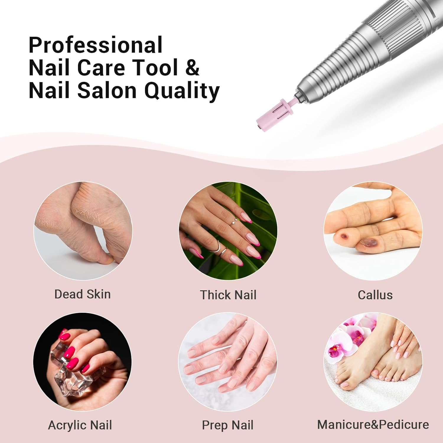 MelodySusie Broca de mandril superior de cristal para uñas, brocas de uñas fáciles de quitar para bandas de lijado, adecuadas para uñas acrílicas,