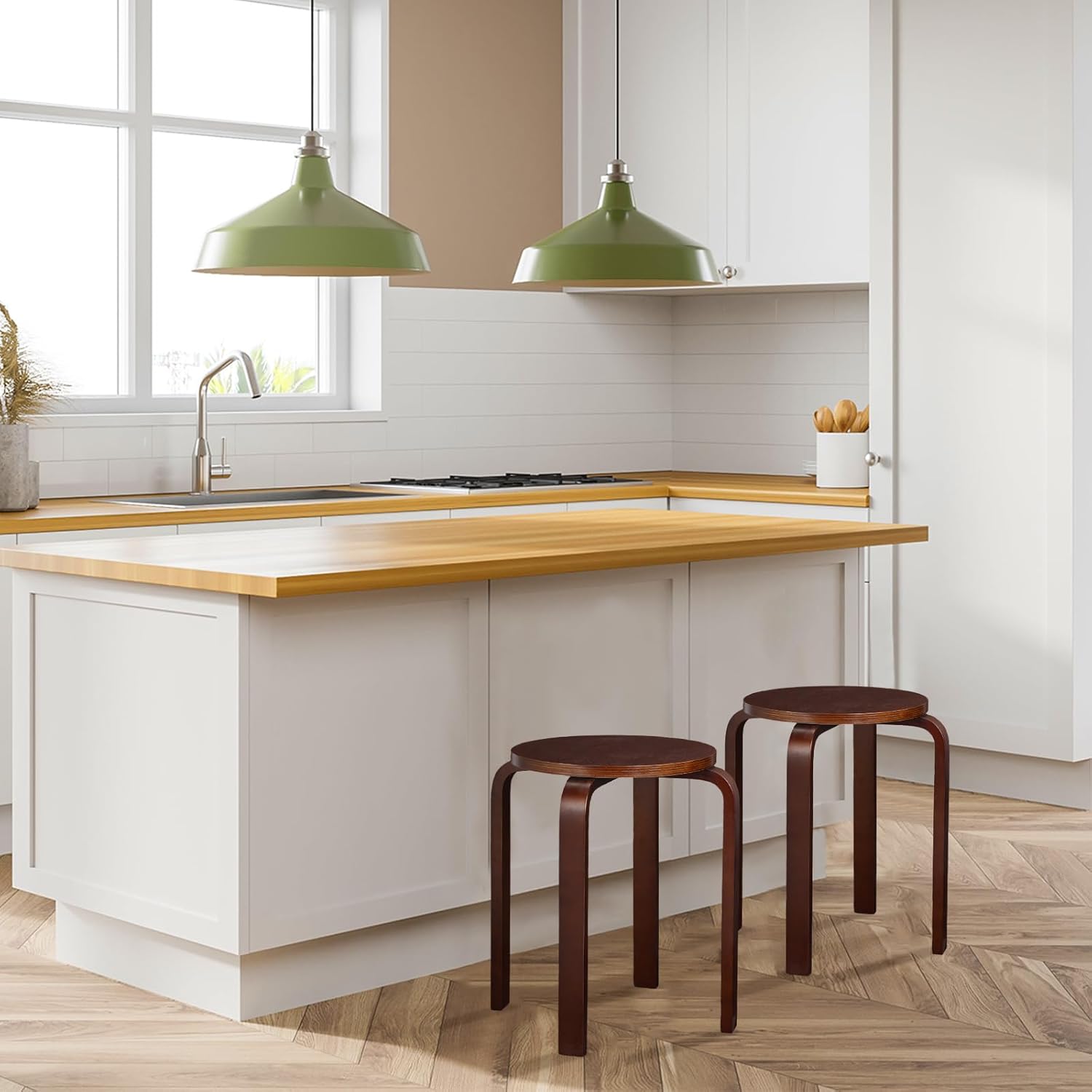 Taburete apilable de madera curvada, 4 piezas, taburetes apilables de madera curvada, asiento de madera curvada para comedor, cocina, hogar, jardín,
