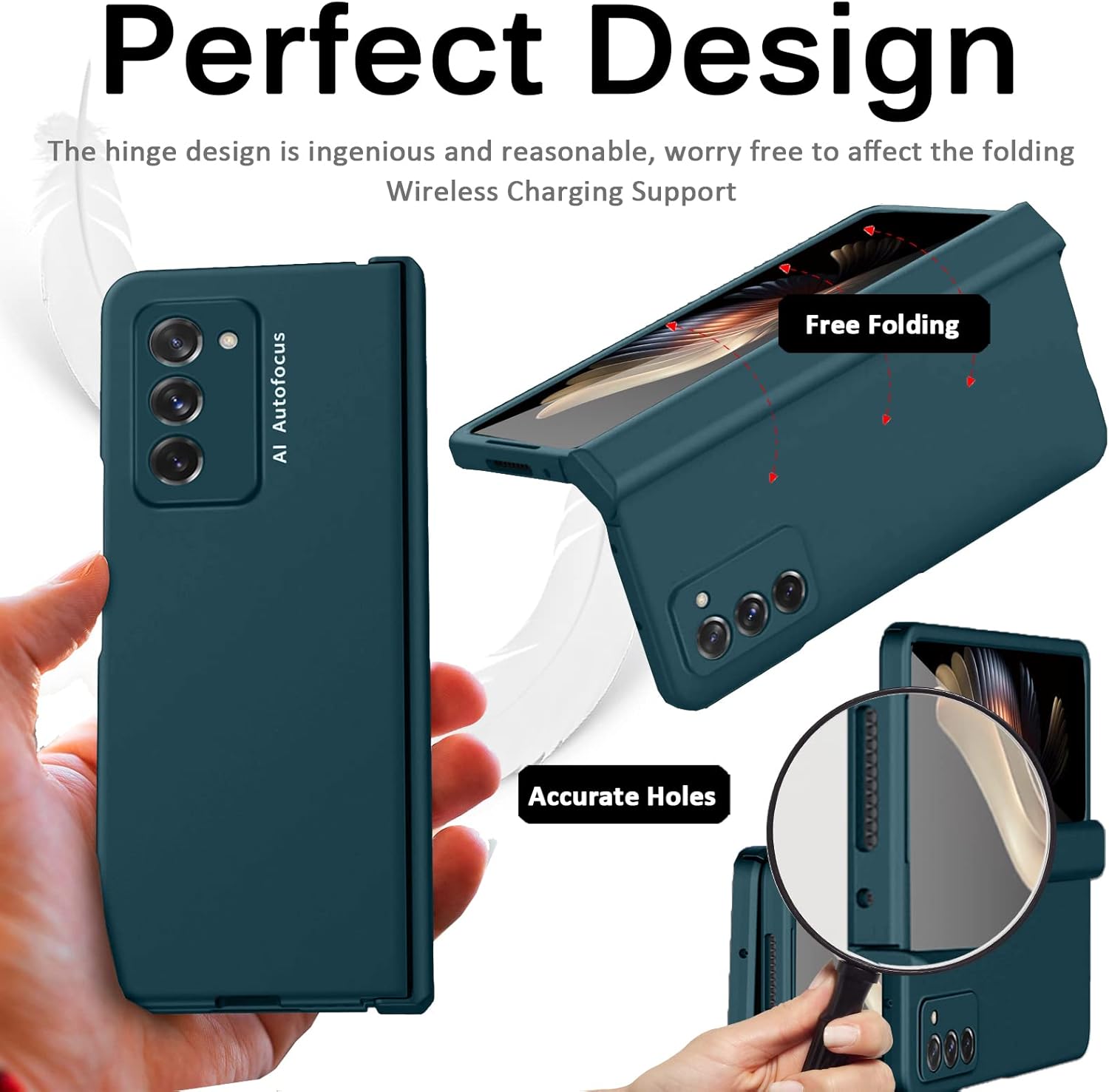 Miimall Funda compatible con Samsung Galaxy Z Fold 2, cobertura de bisagra, parachoques protector para mujeres y hombres con película protectora de