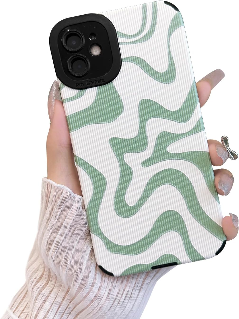 Funda diseñada para iPhone 11, piel sintética suave TPU y bonito arte ondulado pintado para mujeres y niñas, protector delgado a prueba de golpes,