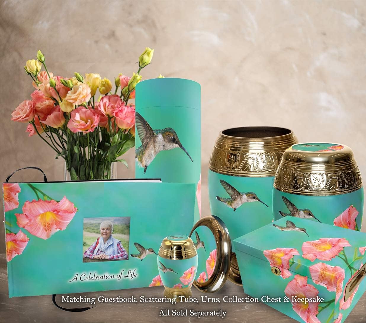 Urnas de recuerdo de colibrí para cenizas humanas con caja de regalo de terciopelo para recuerdos de cremación para cenizas, juego de 4