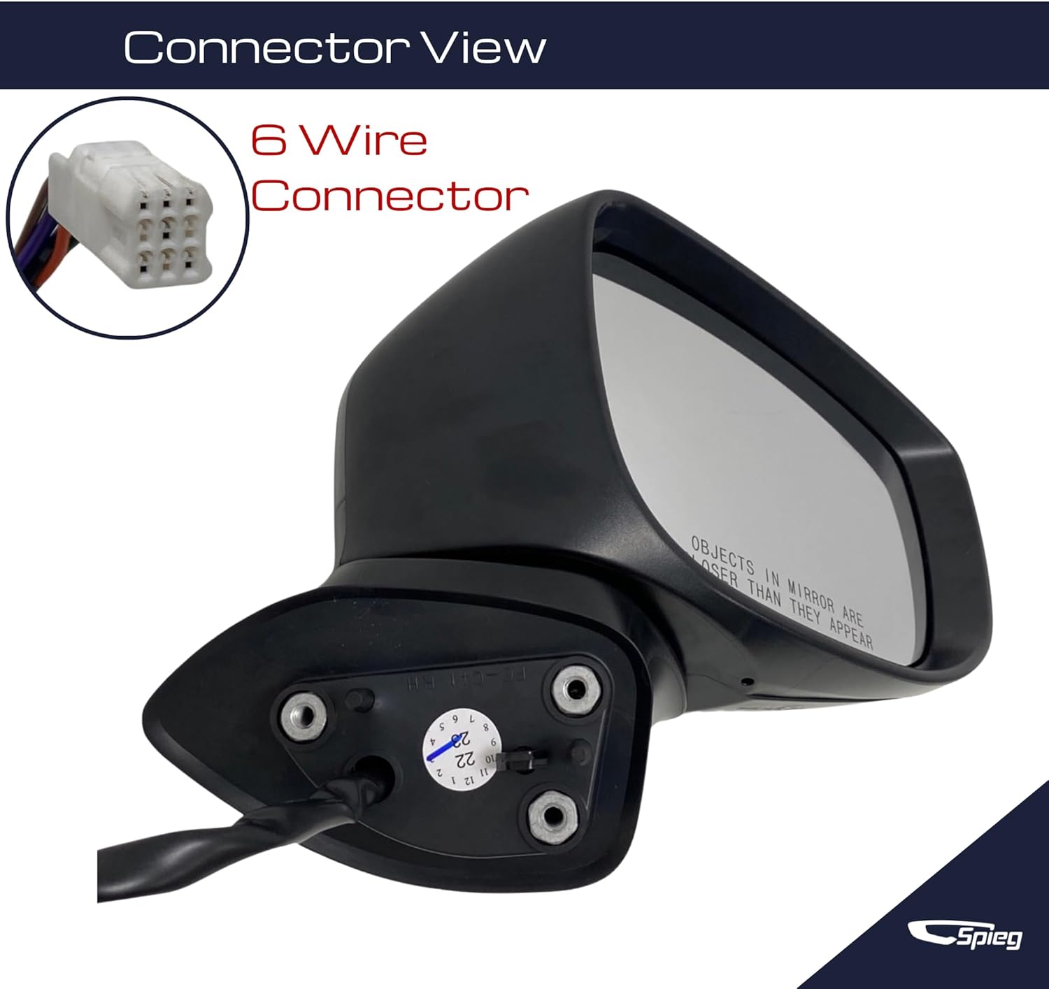 Spieg Reemplazo del espejo lateral del pasajero para Mazda CX-5 2017-2019 señal de giro LED con calefacción eléctrica PTM 6PIN (derecha)