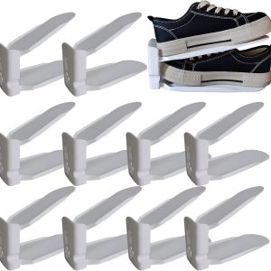 Organizador de ranuras para zapatos, apiladores de zapatos ahorradores de espacio, zapatos ajustables de doble capa, ocupa menos espacio y organiza Organizador de ranuras para zapatos, apiladores de zapatos ahorradores de espacio, zapatos ajustables de doble capa, ocupa menos espacio y organiza