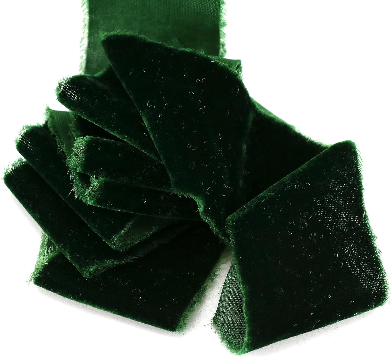 Cinta de terciopelo verde de 2 pulgadas x 3 yardas, cinta de terciopelo de seda deshilachada rasgada a mano para envoltura de regalos, invitaciones,