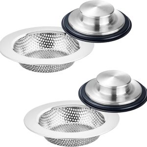 4 coladores de drenaje para fregadero de cocina, tapa de fregadero de 3.37 pulgadas + tapón de eliminación de basura de 4.4 pulgadas, coladores de 4 coladores de drenaje para fregadero de cocina, tapa de fregadero de 3.37 pulgadas + tapón de eliminación de basura de 4.4 pulgadas, coladores de