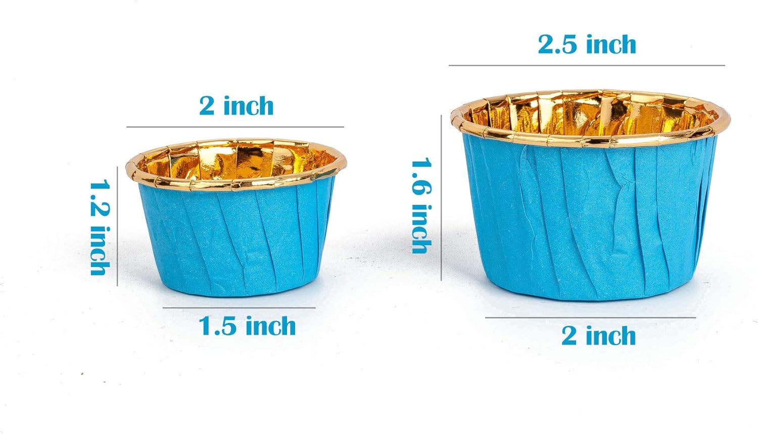 GOLDEN APPLE, Paquete de 50 mini tazas de papel de aluminio para hornear pasteles, moldes para hornear magdalenas, moldes para hornear tazas para